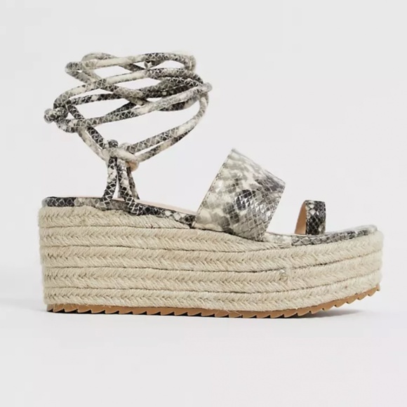 Public Desire Calypso Snake Platform Toe Loop Espadrilles - Picture 2 of 4